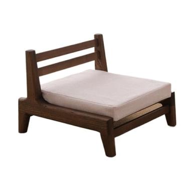 Imagem de Cadeira de chão portátil, cadeira de encosto de tatami, cadeira sem pernas estilo japonês, cadeira de encosto de janela de baía, cadeira preguiçosa com almofada, banco baixo de madeira maciça
