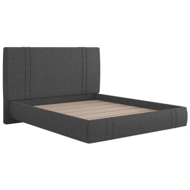 Imagem de Cama Casal Flutuante Com Cabeceira 140cm Astra S04 Linho Preto - Lyam Decor