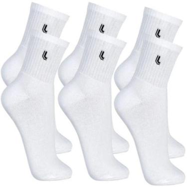 Imagem de Meia Cano Médio Sport Walk Lupo Preta Kit 3 Pares, Branco, M (37-40)