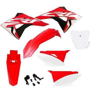 Imagem de Kit Plástico Biker Elite Adesivos c/ Number Plate Next Crf 230, Vermel