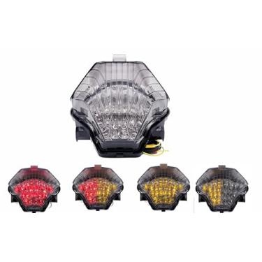 Imagem de Adequado para Yamaha 2015-2017 FZ07; 2014-2017 MT-07; YZF-R25 2015-2017; YZF-R3/ABS 2015-2022; lanterna traseira de freio com indicadores de seta integrados (moke, flash LED Style1)