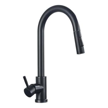 Imagem de Torneira Gourmet Cozinha Touch Preto Fosco Monocomando Domum