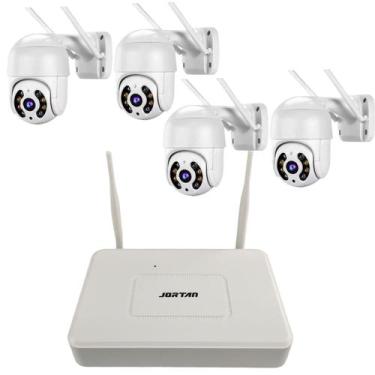 Imagem de 4 Cameras Sem Fio NVR DVR Segurança Wifi App Celular Microfone Alto Fa