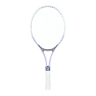 Imagem de KiBcsLic Raquete de tênis infantil, ferramenta esportiva para remo, raquete de tênis profissional, treinamento solo para jardim, quintal, exercícios de verão, Roxo