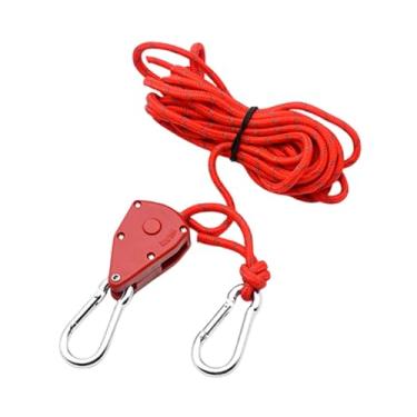 Imagem de oshhni Corda de amarração refletiva, resistente ao vento, ajustável, com catraca, para tendas de cultivo, toldo, Vermelho