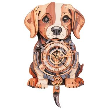 Imagem de Quebra-cabeças de madeira 3D para adultos - Relógio de parede para cães Beagle, kits de modelos mecânicos de madeira para adultos, design estético exclusivo, presente criativo de artesanato DIY para