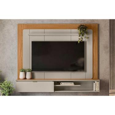 Imagem de Painel Home P/ Tv Até 65 Pol Lugano C/ 1 Porta E 2 Prateleiras 182x150cm Nature/off White - Linea Brasil