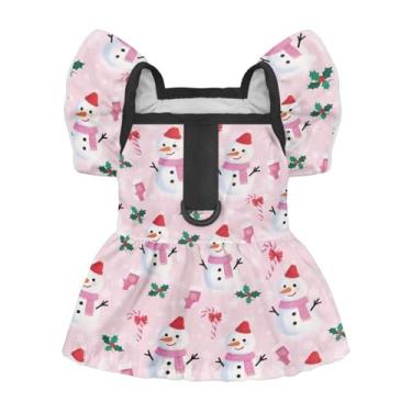 Imagem de Bivxisrvo Vestido de Natal, vestido esportivo de boneco de neve para cães grandes e meninas, vestido de aniversário Topkins com bainha plissada, para férias de inverno, chihuahua, roupas para gatos