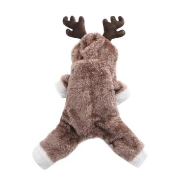 Imagem de Macacão De Estimação Casaco Com Capuz De Inverno Camisola De Inverno Cão Roupa De Cosplay De Rena De Natal Jaqueta Quente Moletons De Cachorro Bicho De Estimação Casaco De Inverno