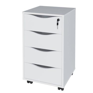 Imagem de Gaveteiro 4 Gavetas Com Chave E Rodízios Pit Branco
