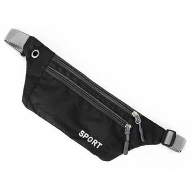 Imagem de Pochete Esportiva Ultra Slim, 3 Compartimentos com Zíper, Impermeável, Ajustável, Ideal para Corrida e Atividades ao Ar Livre, Preta (Preto)