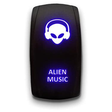 Imagem de ALIEN MUSIC - Azul - STARK Interruptor basculante de LED gravado a laser de 5 pinos com luz dupla - 20A 12V ON/OFF