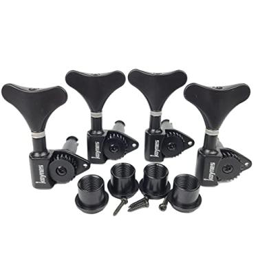 Imagem de KAYNES Cabeças de máquina de guitarra baixo elétrica proporção 1:24 afinadores de chave de afinação de guitarra substituição de engrenagem aberta para Jazz Precision (4 para direita, preto)