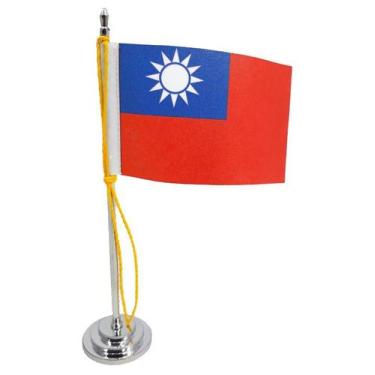 Imagem de Mini Bandeira de Mesa da Taiwan 15 cm Poliéster - SP Bandeiras 