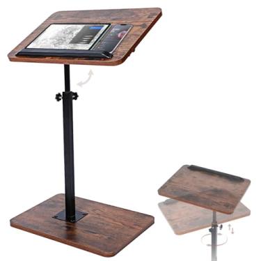 Imagem de Amazpro Bandeja de TV – Altura giratória de 360° ajustável e flip de 180° com compartimento para telefone e tablet, mesa lateral de sofá em forma de C para cabeceira, assistir TV, refeições, lanches e