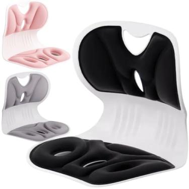 Imagem de Encosto de Lombar Ortopédico Assento Cadeira Estofada Suporte Flexível Portátil Coluna Alívio Dor nas Costas Coluna Postura Correta e Conforto Escritório, Direção, Cadeirante, Leitura Cores Sortidas