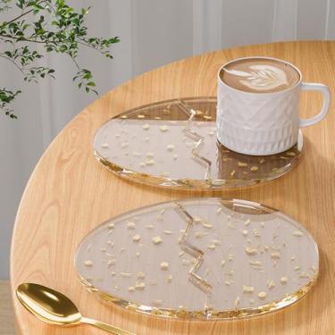 Imagem de Placas decorativas para porta-copos de acrílico, 2 peças/conjunto de acessórios de mesa de escritório, decoração de xícara de café em forma de ovo de dinossauro transparente, perfeita para proteção e