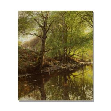 Imagem de Pinturas a óleo famosas, (paisagem 14) por Peder Mork Monsted, reprodução impressa em tela, arte de cenário para decoração de sala de estar. Tela 30 x 36 cm-11,8 x 14,2 pol