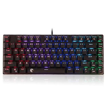 Imagem de HUO JI E-Yooso Z-88 RGB 60% Teclado mecânico para jogos, interruptor vermelho, retroiluminação LED, resistente à água, teclas compactas 81 anti-fantasmas para Mac PC, preto