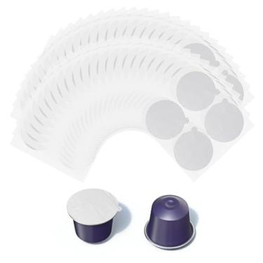 Imagem de Fukaisu 200 Cápsulas Café Expresso com Selo Alumínio, Tampas Alumínio para Expresso 37mm Autocolantes Autocolantes para Cápsulas Reutilizáveis Compatíveis com as Máquinas Nespresso da Gama Original