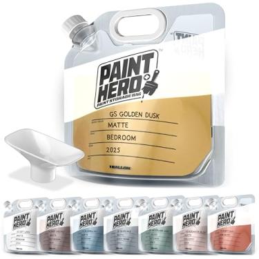 Imagem de Pacote com 8 sacos de armazenamento de tinta Paint Hero – Sacos herméticos recarregáveis de 1 galão com funil