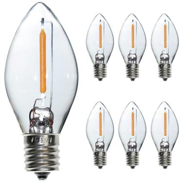 Imagem de Lâmpada noturna, lâmpada de LED C7 com base candelabro E12, equivalente a incandescente 4W 5W 7 Watt para vela de janela, lâmpada de sal, lustre de substituição, branco quente, 2700K, 0,5 watts, transparente, pacote com 6