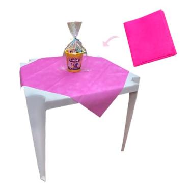 Imagem de Kit de Toalhas de Mesa TNT Quadradas, Rosa Pink, 70x70cm, 50 Unidades, Cobre Mancha Decorativo para Festas e Eventos