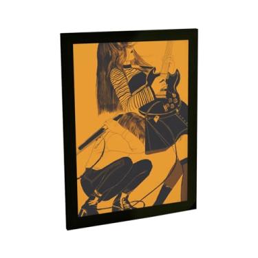 Imagem de Quadro Decorativo Garotas Tocando Guitarra Banda Punk Rock Ilustração Decoração Poster Quarto Sala