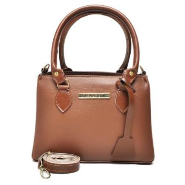 Imagem de Bolsa Feminina Média Transversal Tote Angike - Manuela Marques, Marrom