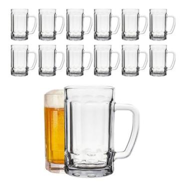 Imagem de Kit 12 Canecas De Chopp e Cerveja 500ml em Vidro Ideal para Congelar