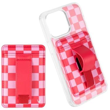 Imagem de Walli Carteira magnética para iPhone, suporte de cartão fino com suporte e alça de dedo, acessório bonito e funcional - Raspberry Rush