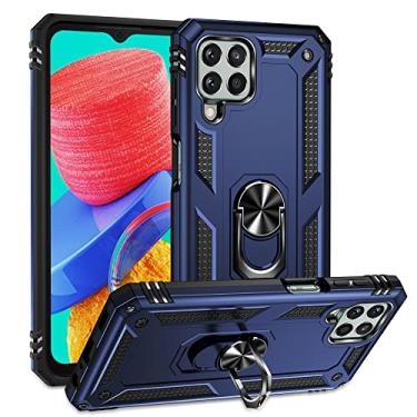 Imagem de SORAKA Capa para Samsung Galaxy M33 5G com suporte de anel capa armadura para Samsung Galaxy M33 5G capa traseira de policarbonato rígido com placa de metal para celular magnético suporte de carro