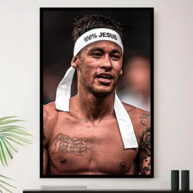 Imagem de Genérico, Quadro Neymar Jr 100% Jesus Cristo Decorativo A4 23x33cm