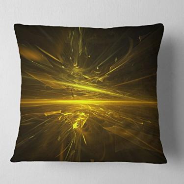 Imagem de Designart Bright Golden Chaos Fractal Design contemporâneo abstrato sala de estar, sofá, enchimento de almofada de alta qualidade + capa de almofada impressa em ambos os lados 45 x 45 cm