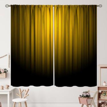 Imagem de Cortinas douradas e pretas ombré, brilhante, escura, engraçada, abstrata, gradiente, oriental, blackout com bolso para varão, para quarto, sala de estar, cozinha, cortinas de janela com isolamento