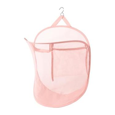Imagem de DimyFew Cesto de Roupa Suja de Malha, Organizador de Brinquedos, Cesto de Roupa Suja Montado com Ganchos de Porta, para Casa E Dormitório, Rosa, Tamanho real