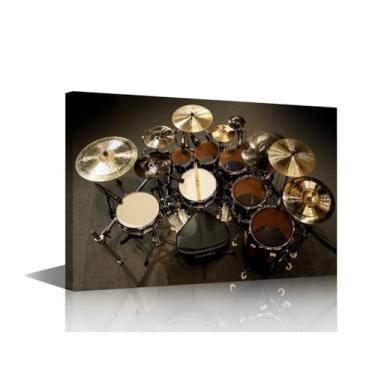 Imagem de Quadro em tela de parede para quarto, cozinha, decoração de casa, tambor no palco, fotos, impressão, 1 painel, instrumento musical, pintura de parede, presente emoldurado, pronto para pendurar, 45,7 x