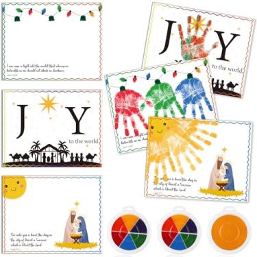 Imagem de Motipuns 30 kits de artesanato de Natal cristão a granel para presépios, atividades artesanais, cartões religiosos com 3 blocos de tinta grandes, kit de confecção de cartões de Natal (clássico)