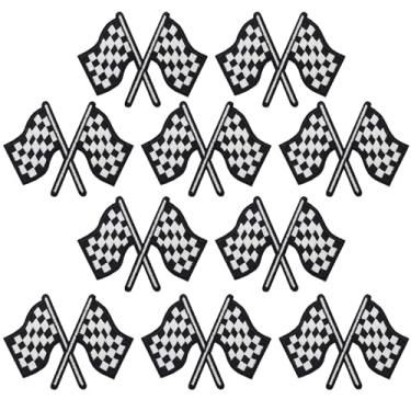 Imagem de 10 peças de adesivos de corrida, apliques bordados de bandeira de corrida, aplique esportivo faça você mesmo artesanato para roupas, chapéu, bolsa, jeans, decorações DIY