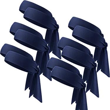 Imagem de WILLBOND 12 peças tiaras de cabeça de gravata de tênis, gravata de cabeça seca esportiva para basquete, corrida, karatê, atletismo (azul marinho, unissex)