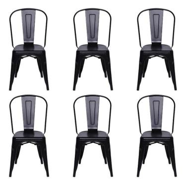 Imagem de Kit 6 Cadeiras Titan em Aço com Pintura Epóxi Preta