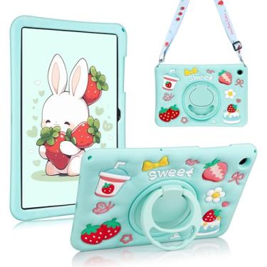 Imagem de Capa para Samsung Galaxy Tab A9 Plus, para crianças, meninas, Galaxy Tab, com suporte de 360 graus, alça de ombro, capa à prova de choque para tablet Samsung A9 Plus de 11 polegadas 2023 com estampa