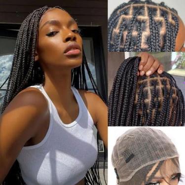 Imagem de Peruca trançada Fancy Hair, 32 quadradas, sem nós, caixa preta feminin