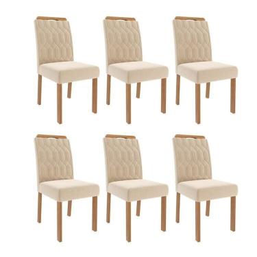 Imagem de Kit 6 Cadeiras para Sala de Jantar Estofadas Paola Nude