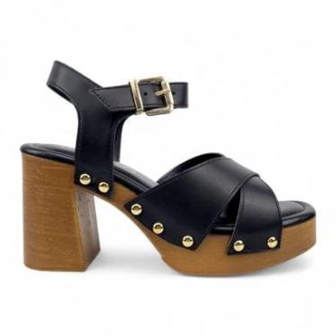 Imagem de Sandália Tchocco Salto Grosso Plataforma Tiras Cruzadas-Feminino