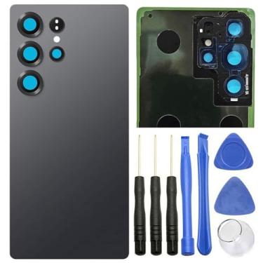 Imagem de Ubrokeifixit Capa de vidro traseira traseira para Galaxy S25 Ultra S938U para Samsung Galaxy S25 Ultra SM-S938U S938W S938U1 S938N S938E 2025 6,9 polegadas, com lente de câmera (S938-Preto)