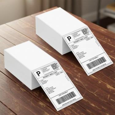 Imagem de 2 Etiqueta Termica Dobrável Adesiva Serrilhada 10x15cm (100x150mm) Resma 1000 Unidades