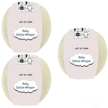 Imagem de Art of Yarn Whisper Baby Cotton Whisper 50% algodão 50% acrílico fino 2 fios variegados multicoloridos para tricô, crochê, amigurumi 50 g, 165 m (180,44 jardas) (seixos do oceano, pacote com 3)