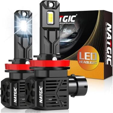 Imagem de NATGIC Lâmpadas H9/H11/H8 atualizadas, lâmpadas de neblina H9 super brilhantes 80W 16000lm, lâmpadas de neblina H9 Plug-N-Play, tamanho 1:1, lâmpadas de substituição H8 brancas xênon, lâmpadas H8