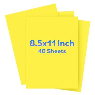 Imagem de Cartolina amarela limão 21 x 28, papel colorido brilhante, 40 folhas de papel amarelo, cartolina colorida para convites, arte, desenho, menus, cartões DIY, etiquetas, certificados de artesanato